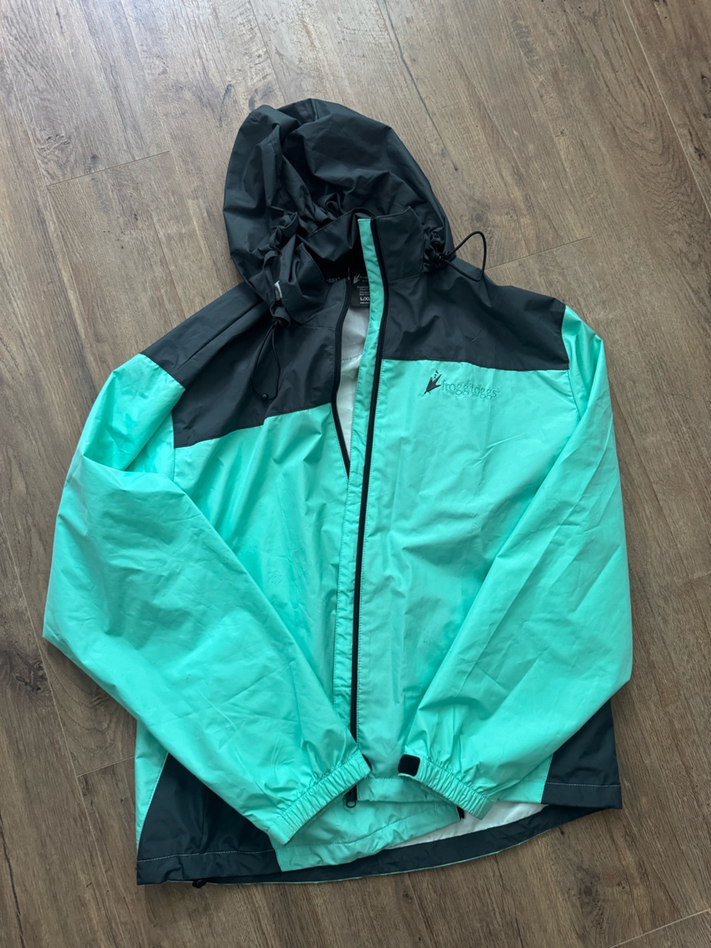 Women's Turquoise and Black Swim Jacket Raincoat